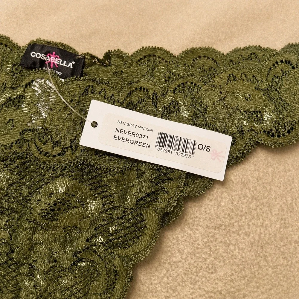 COSABELLA NSN Brazilian Lace Bikini Panty Evergreen Green / O/S - NWT